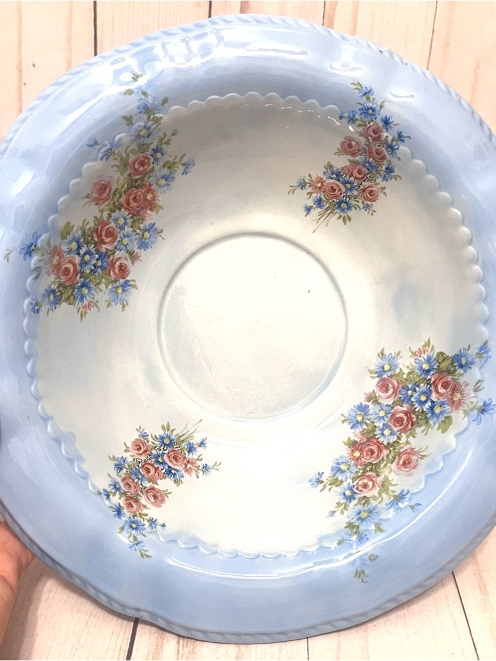 Arnels 1975 Blue Floral Pitcher & Basin Set Cottagecore Farmhouse Bathroom - Picture 4 of 16